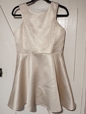 Calvin Klein Like New Size 16 Girls Ivory And Beige Fit-and-Flare Party Dress.